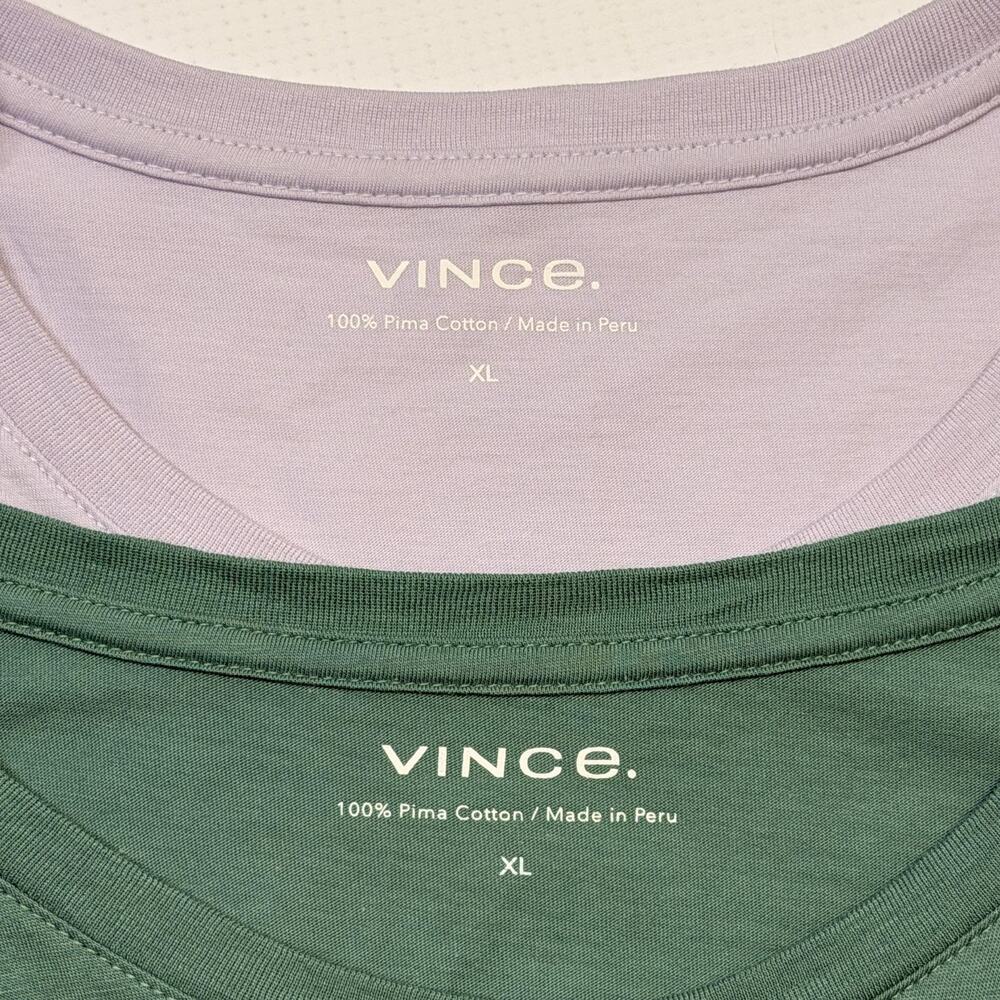 Vince Shirt Mens XL Multicolor Short Sleeve Pima Cotton Crewneck Lot 2 Soft Tee - Picture 2 of 9